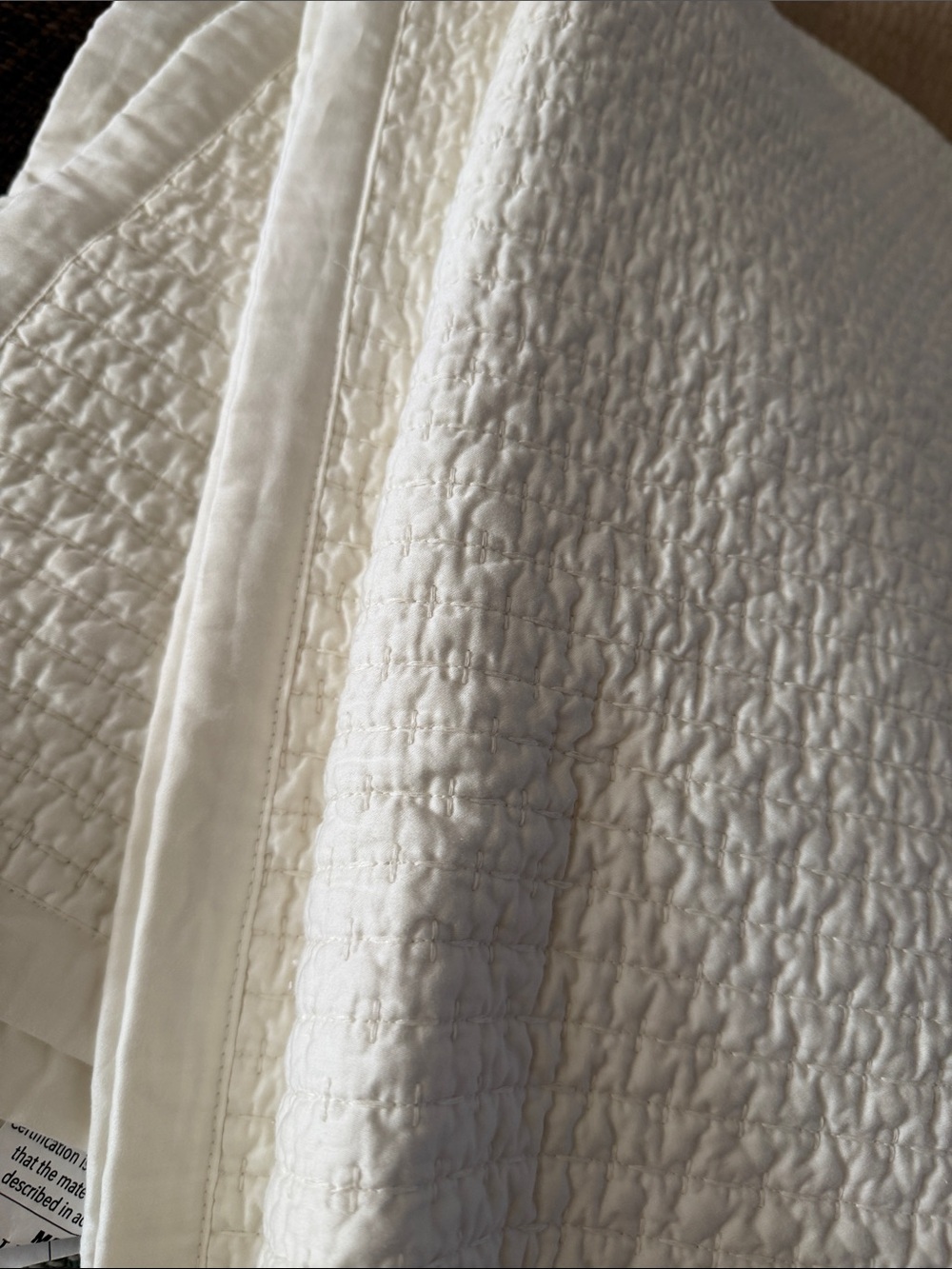 Boll & Branch signature textured stitch Cream Quilt full / queen